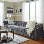 Canapé Chesterfield extra long gris Knightsbridge