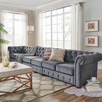 Canapé Chesterfield extra long gris Knightsbridge