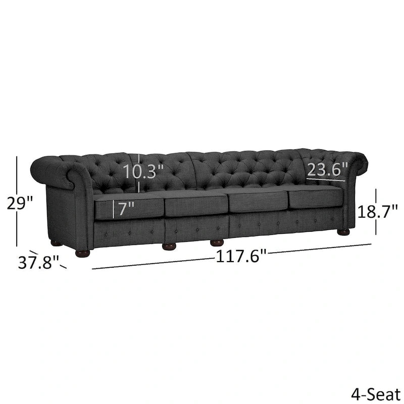 Canapé Chesterfield extra long gris Knightsbridge