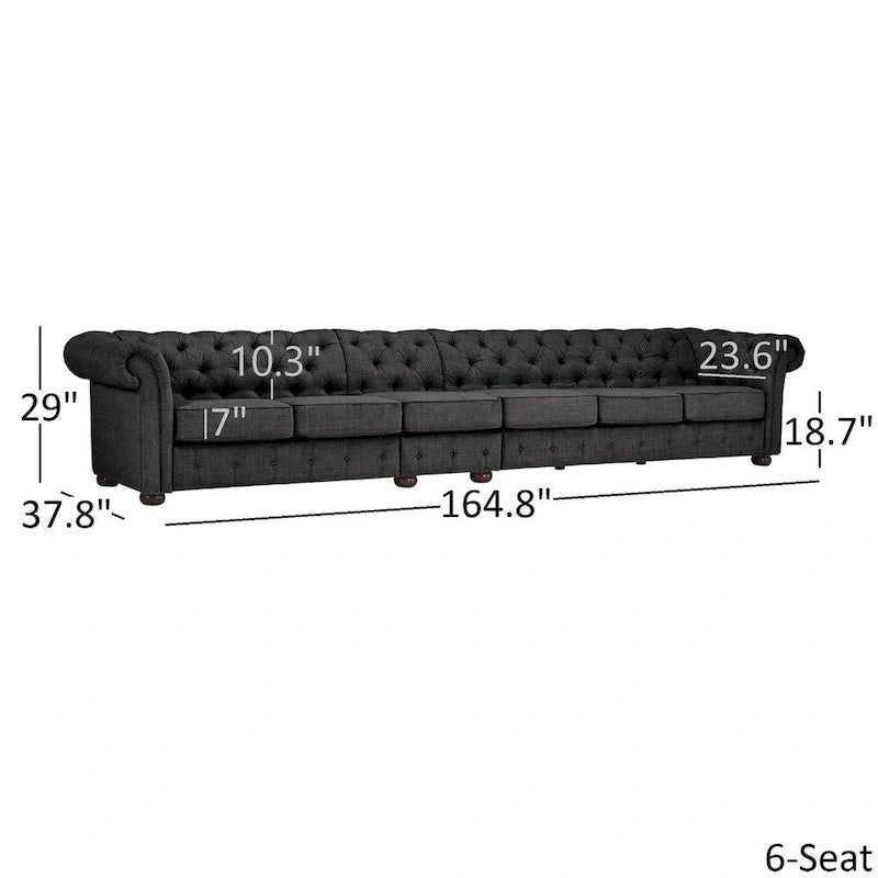 Canapé Chesterfield extra long gris Knightsbridge