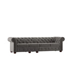Canapé Chesterfield extra long gris Knightsbridge