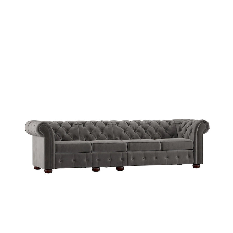 Canapé Chesterfield extra long gris Knightsbridge