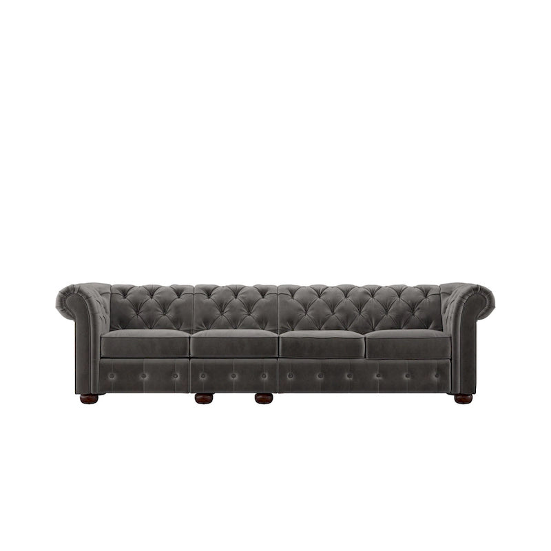 Canapé Chesterfield extra long gris Knightsbridge
