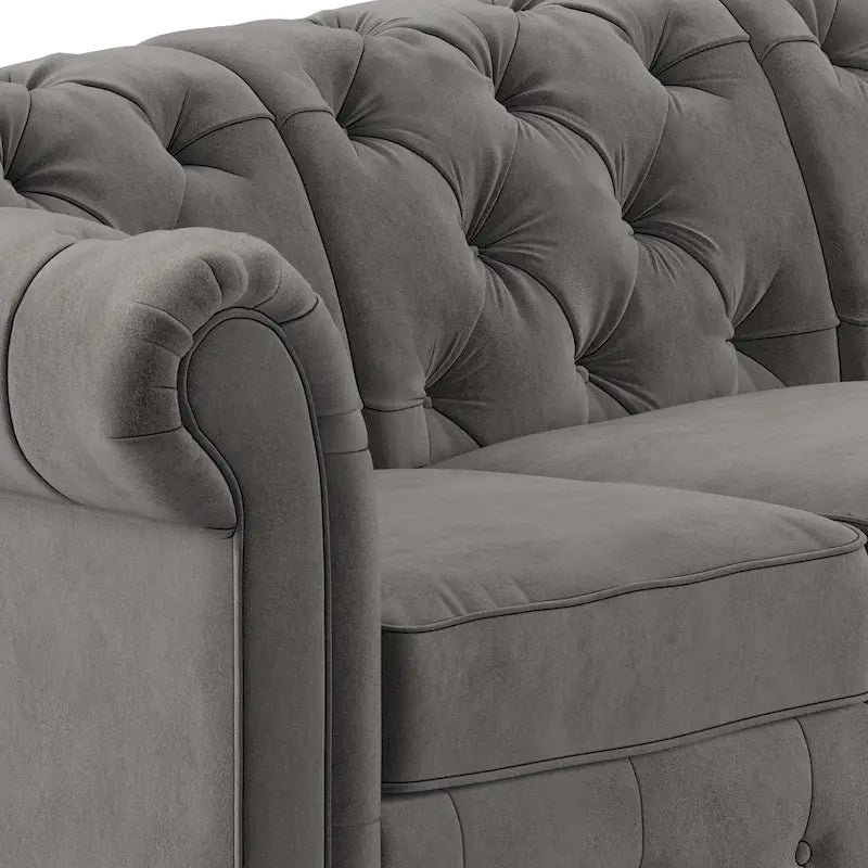 Canapé Chesterfield extra long gris Knightsbridge