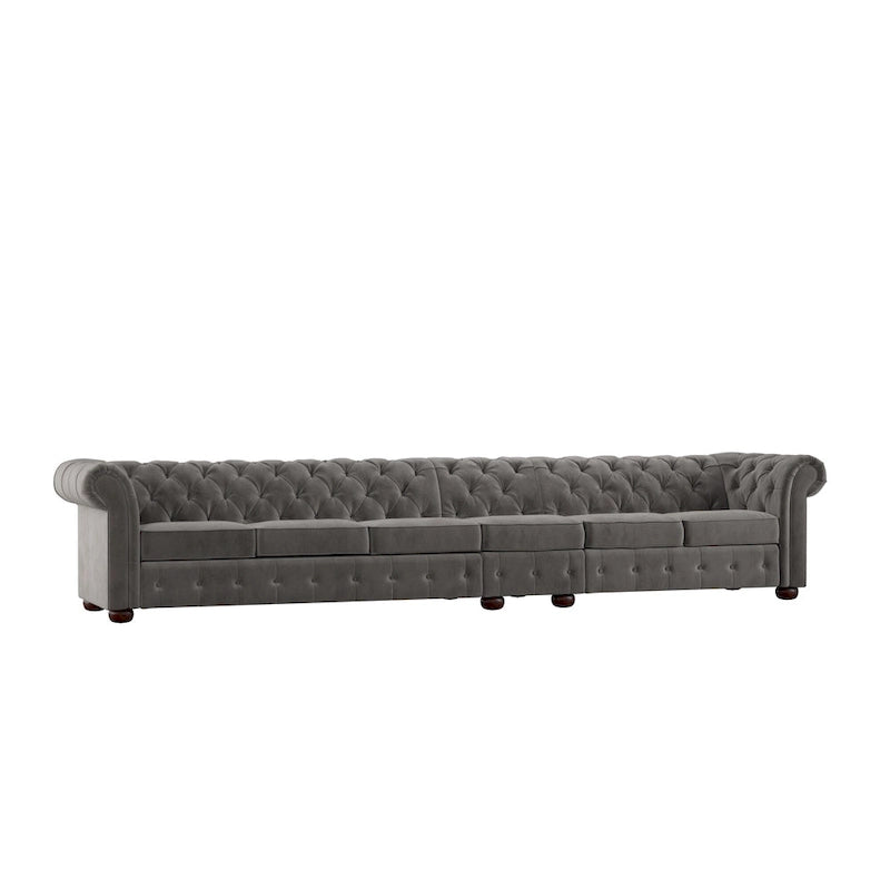 Canapé Chesterfield extra long gris Knightsbridge