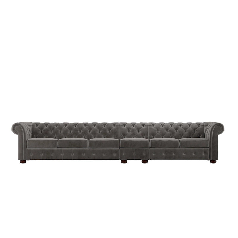 Canapé Chesterfield extra long gris Knightsbridge