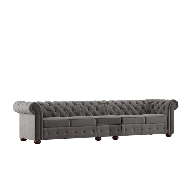 Canapé Chesterfield extra long gris Knightsbridge
