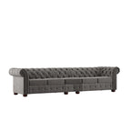 Canapé Chesterfield extra long gris Knightsbridge