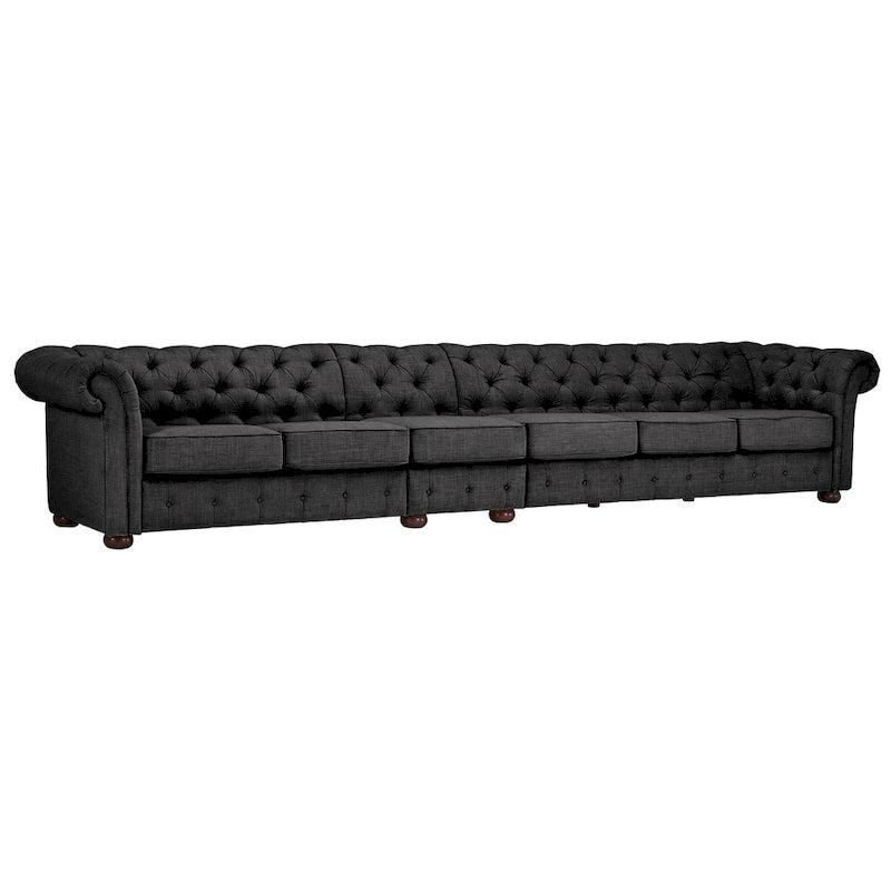 Canapé Chesterfield extra long gris Knightsbridge