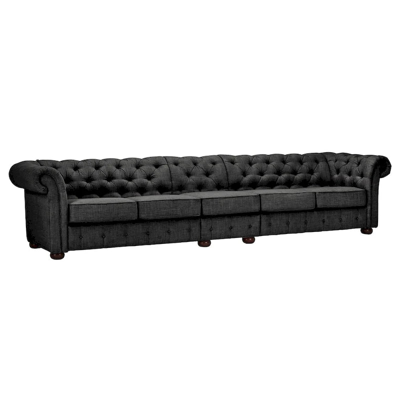 Canapé Chesterfield extra long gris Knightsbridge