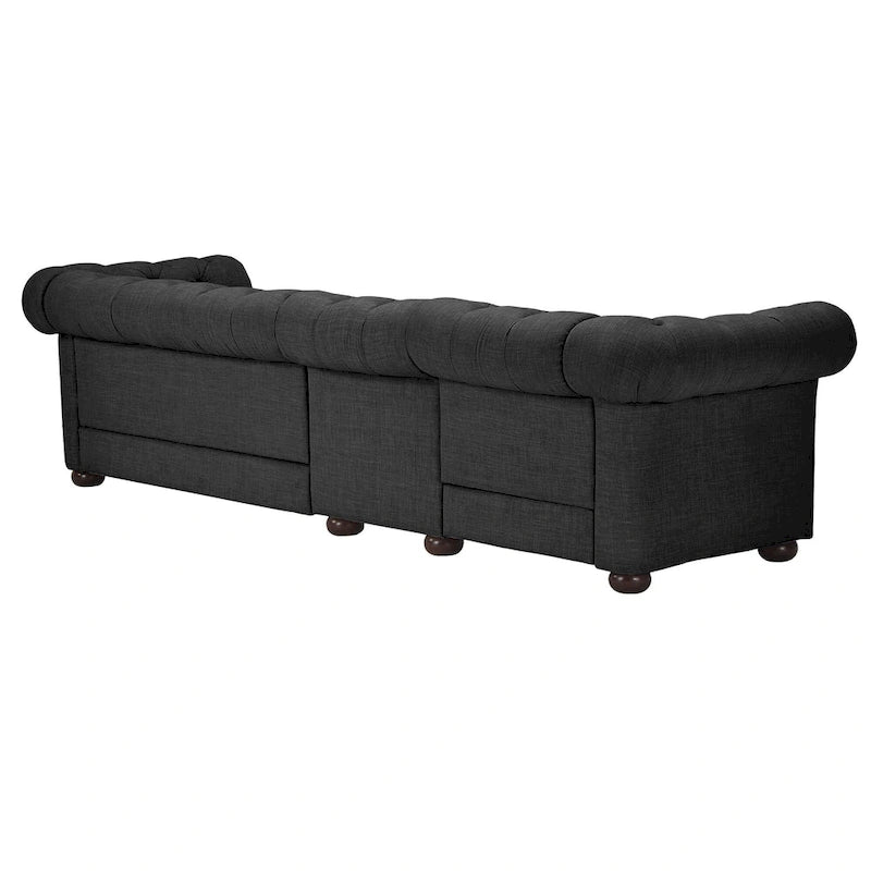 Canapé Chesterfield extra long gris Knightsbridge