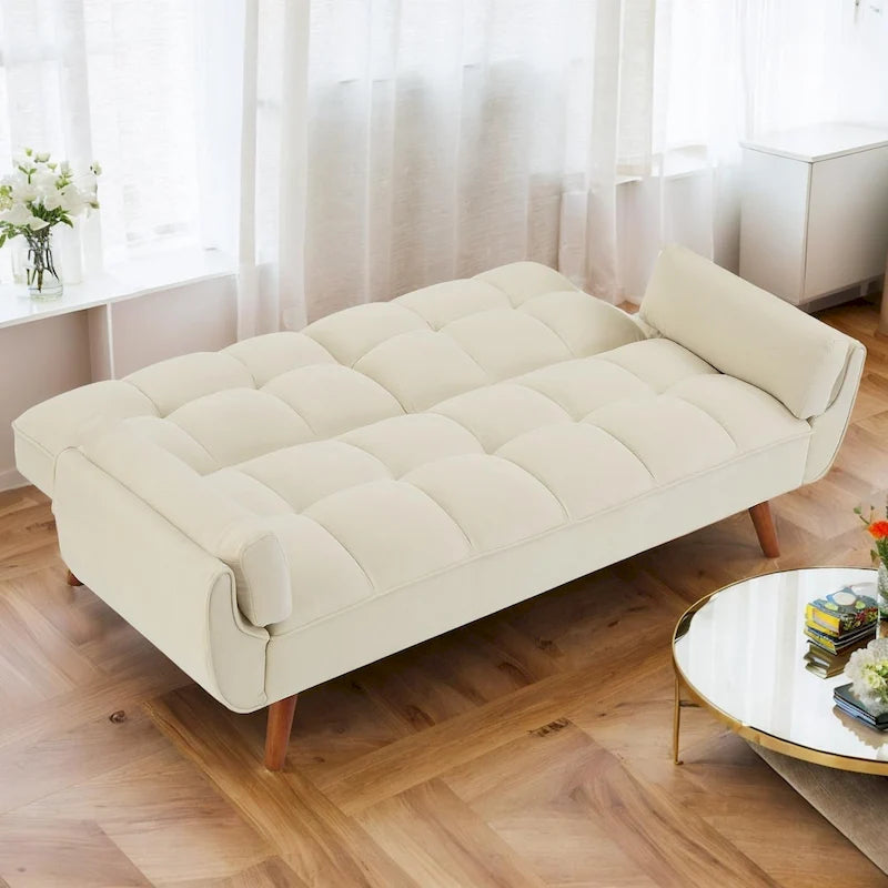 Canapé-Lit Futon 75.39 POUCES, Canapé-Lit Convertible Rembourré avec Dossier Inclinable Tufté et Divisé