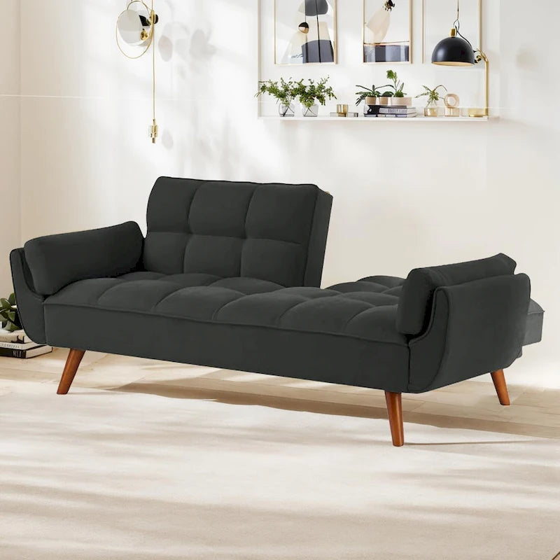 Canapé-Lit Futon 75.39 POUCES, Canapé-Lit Convertible Rembourré avec Dossier Inclinable Tufté et Divisé