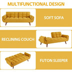 Canapé-Lit Futon 75.39 POUCES, Canapé-Lit Convertible Rembourré avec Dossier Inclinable Tufté et Divisé