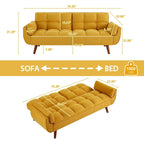 Canapé-Lit Futon 75.39 POUCES, Canapé-Lit Convertible Rembourré avec Dossier Inclinable Tufté et Divisé