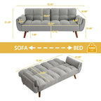 Canapé-Lit Futon 75.39 POUCES, Canapé-Lit Convertible Rembourré avec Dossier Inclinable Tufté et Divisé