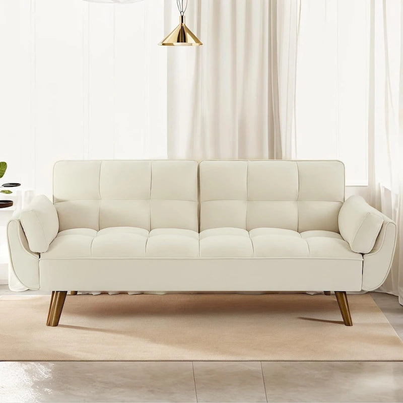 Canapé-Lit Futon 75.39 POUCES, Canapé-Lit Convertible Rembourré avec Dossier Inclinable Tufté et Divisé