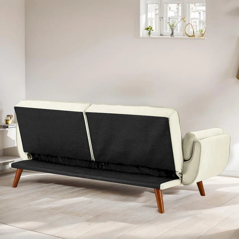 Canapé-Lit Futon 75.39 POUCES, Canapé-Lit Convertible Rembourré avec Dossier Inclinable Tufté et Divisé