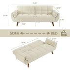 Canapé-Lit Futon 75.39 POUCES, Canapé-Lit Convertible Rembourré avec Dossier Inclinable Tufté et Divisé