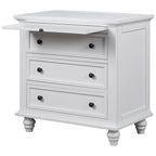 Meuble de rangement en bois à 3 tiroirs, table d'appoint avec tablette coulissante