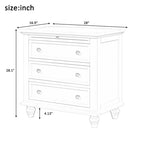 Meuble de rangement en bois à 3 tiroirs, table d'appoint avec tablette coulissante