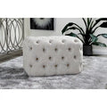 Ottoman capitonné en tissu de lin - Beige