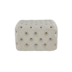 Ottoman capitonné en tissu de lin - Beige