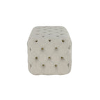 Ottoman capitonné en tissu de lin - Beige