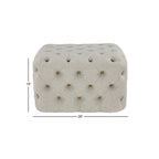 Ottoman capitonné en tissu de lin - Beige
