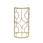 Table d'appoint géométrique en métal avec plateau en verre miroir – Or – 19L x 12P x 24H