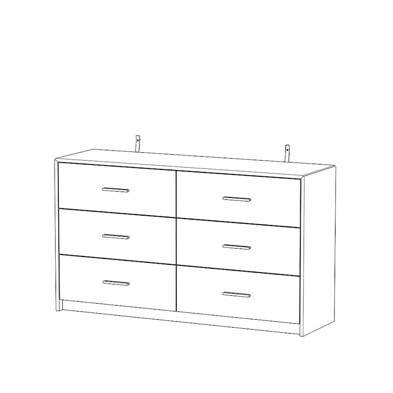 Organisez avec élégance : Commode noire et or 6 tiroirs, fini lustré