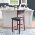 Tabouret de comptoir à dossier échelle 24 pouces en similicuir/tissu Piedmont