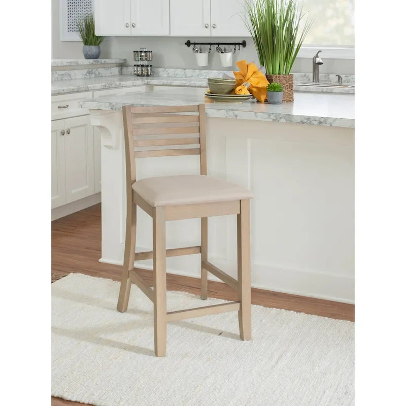 Tabouret de comptoir à dossier échelle 24 pouces en similicuir/tissu Piedmont