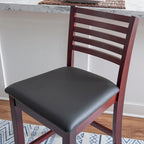 Tabouret de comptoir à dossier échelle 24 pouces en similicuir/tissu Piedmont