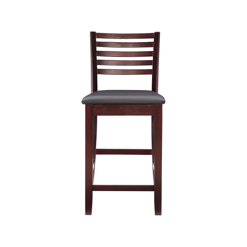 Tabouret de comptoir à dossier échelle 24 pouces en similicuir/tissu Piedmont