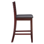 Tabouret de comptoir à dossier échelle 24 pouces en similicuir/tissu Piedmont