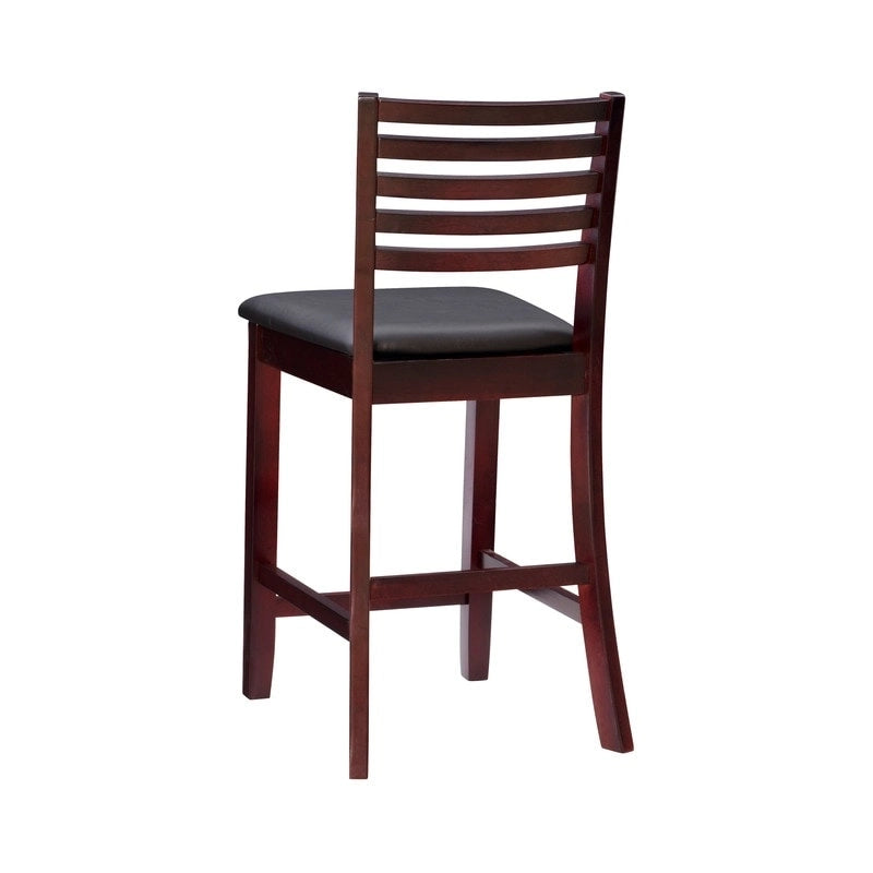 Tabouret de comptoir à dossier échelle 24 pouces en similicuir/tissu Piedmont