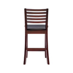 Tabouret de comptoir à dossier échelle 24 pouces en similicuir/tissu Piedmont