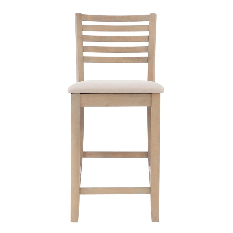 Tabouret de comptoir à dossier échelle 24 pouces en similicuir/tissu Piedmont