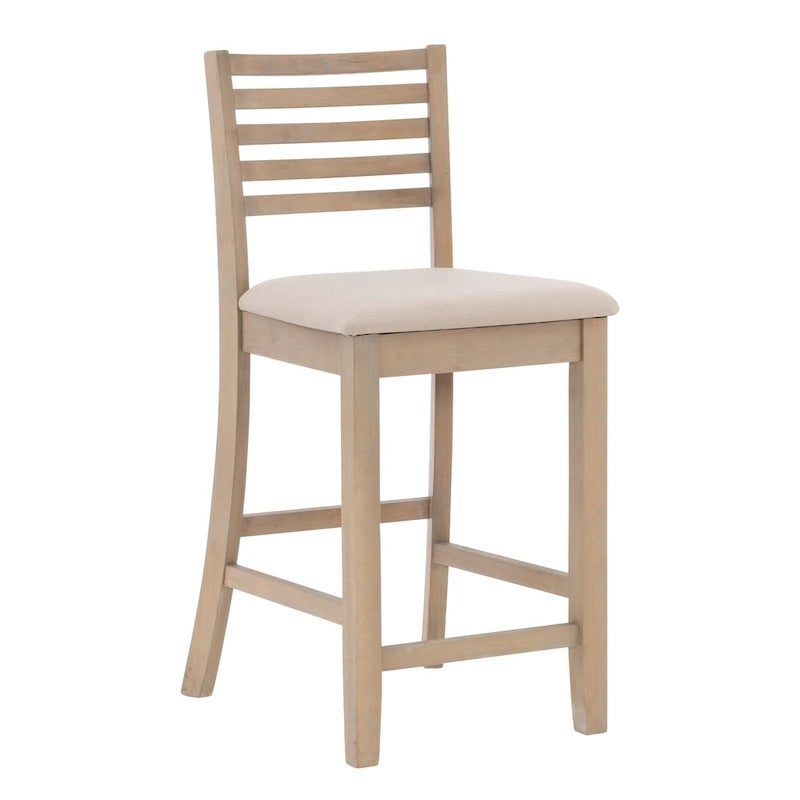 Tabouret de comptoir à dossier échelle 24 pouces en similicuir/tissu Piedmont