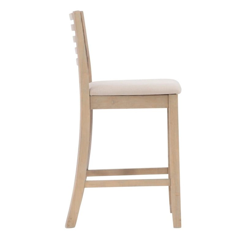 Tabouret de comptoir à dossier échelle 24 pouces en similicuir/tissu Piedmont