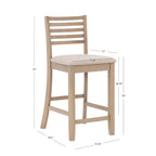 Tabouret de comptoir à dossier échelle 24 pouces en similicuir/tissu Piedmont