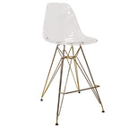 Tabouret de bar en acrylique Cresco avec base et repose-pieds chromés dorés