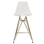 Tabouret de bar en acrylique Cresco avec base et repose-pieds chromés dorés