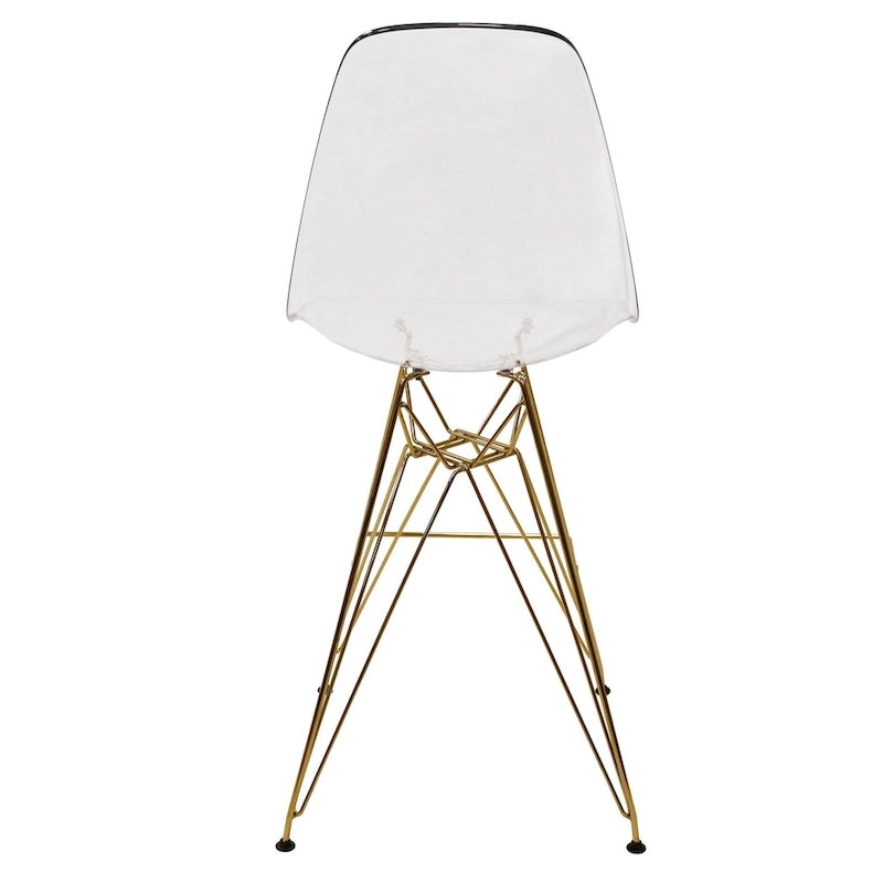 Tabouret de bar en acrylique Cresco avec base et repose-pieds chromés dorés