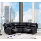 Canapé d'angle inclinable en U trois pièces en mélange de polyester noir - 80 po
