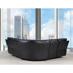 Canapé d'angle inclinable en U trois pièces en mélange de polyester noir - 80 po
