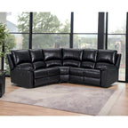 Canapé d'angle inclinable en U trois pièces en mélange de polyester noir - 80 po