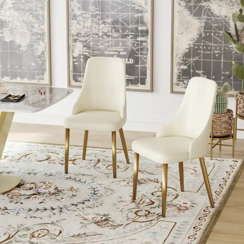 Lot de 2 chaises de salle à manger en cuir PU rembourrées