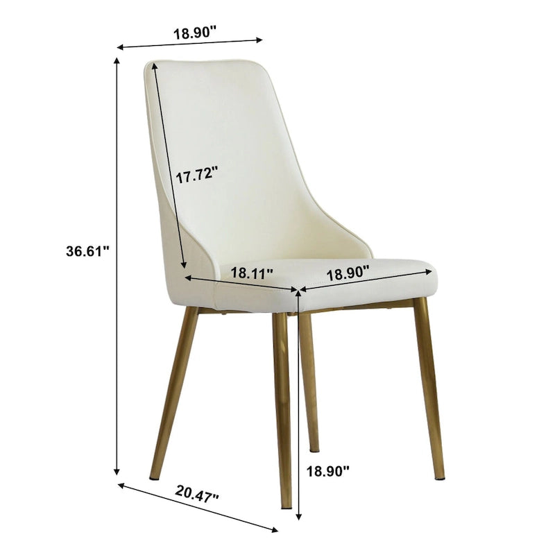 Lot de 2 chaises de salle à manger en cuir PU rembourrées